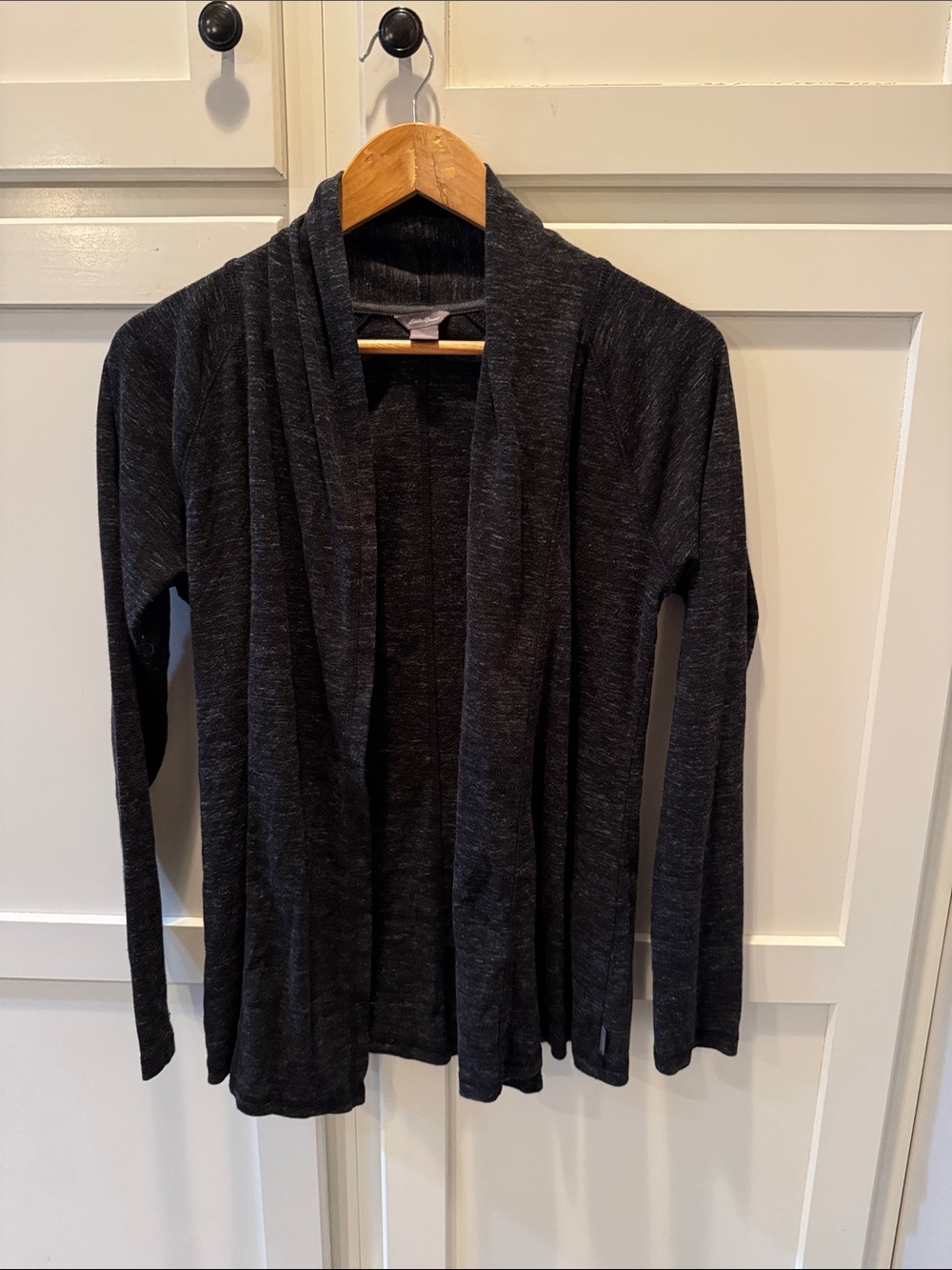 Eddie Bauer Charcoal Heather Open-Front Cardigan